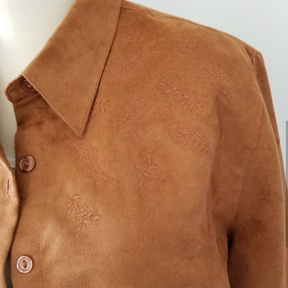 Microsuede Rust Shirt Jacket - Picture 3 of 7